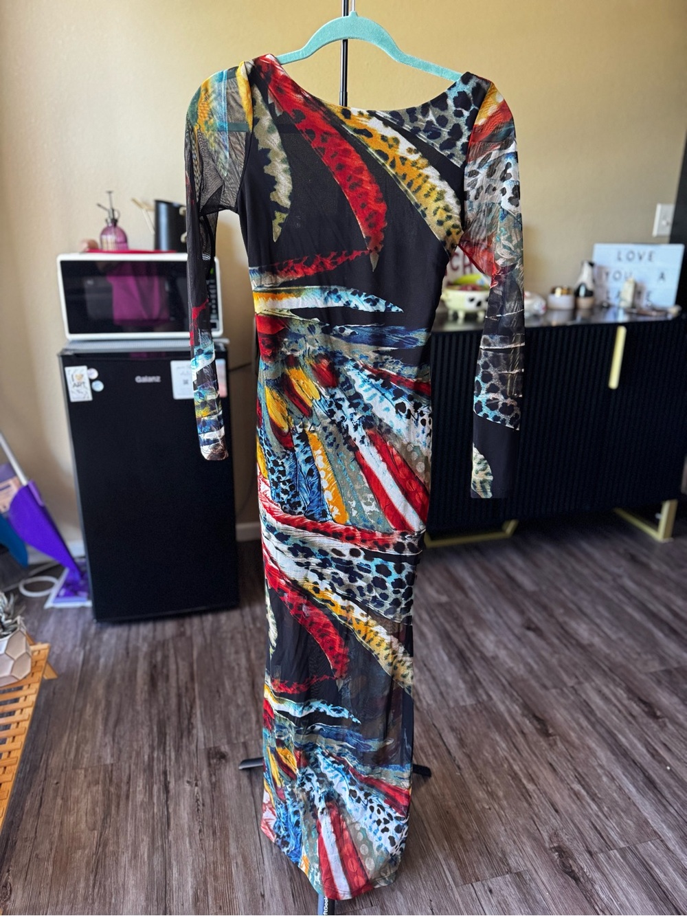 Fashion Nova Black Multi-Color Abstract & Animal Print Maxi Dress